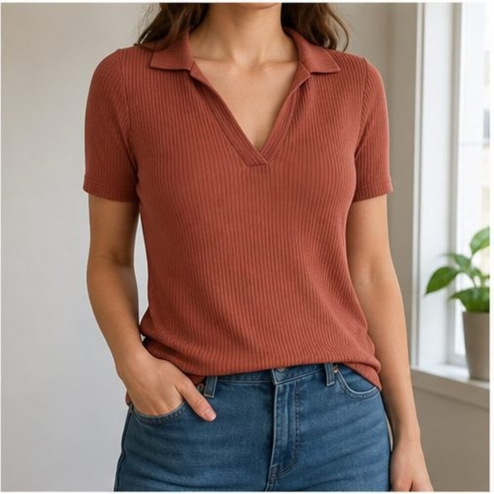Rust V Neck Top - Picture 2 of 6